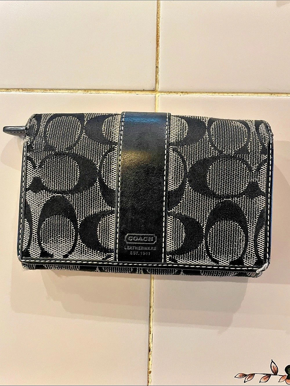 Coach Black & White Wristlet Wallet
